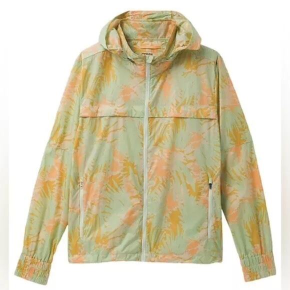 New Prana Medium Whistler Jacket Coastal Sage Jungle wind breaker green hooded - Picture 1 of 5